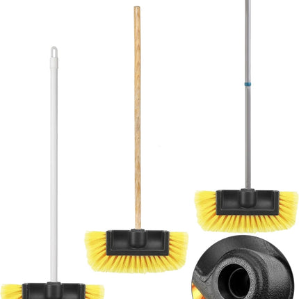 10in Car Wash Brush Head with Soft Bristle, for Cleaning Decks, Trucks, Car, RV, Boats, Home Siding, Camper, Yellow