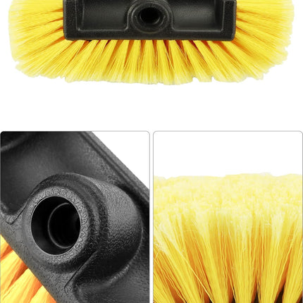 10in Car Wash Brush Head with Soft Bristle, for Cleaning Decks, Trucks, Car, RV, Boats, Home Siding, Camper, Yellow