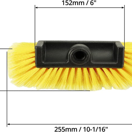 10in Car Wash Brush Head with Soft Bristle, for Cleaning Decks, Trucks, Car, RV, Boats, Home Siding, Camper, Yellow