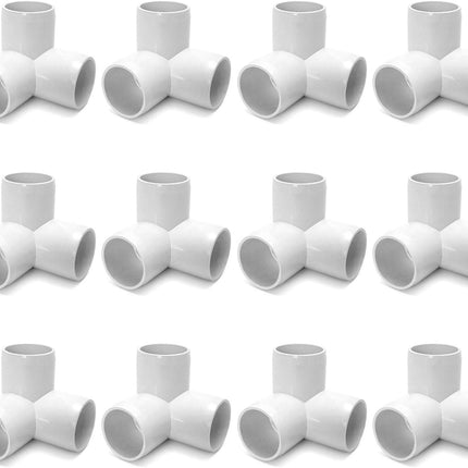 3 Way 1/2" Tee PVC Fitting Elbow,12Pack PVC Fitting Connector,Furniture Grade, for Building Furniture and PVC Structures, White