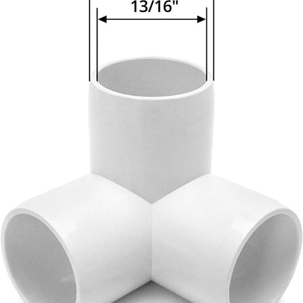 3 Way 1/2" Tee PVC Fitting Elbow,12Pack PVC Fitting Connector,Furniture Grade, for Building Furniture and PVC Structures, White