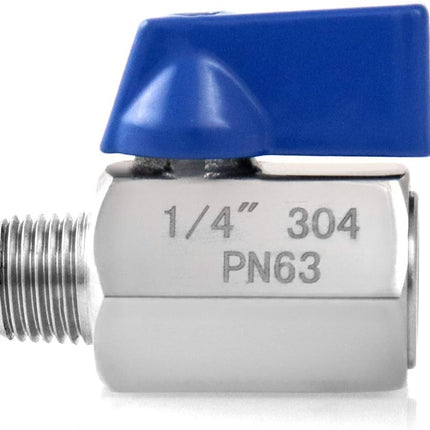 Mini Ball Valve, 2 Pack 1/4" NPT Thread Female and Male 304 Stainless Steel Shut-Off Valves