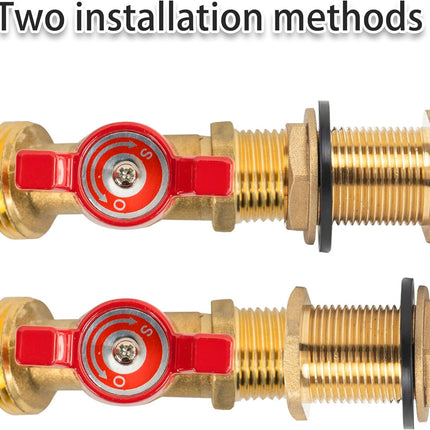 Brass Rain Barrel Quarter Turn Ball Valve Spigot Kit 1/2 Inch With Bulkhead Fitting