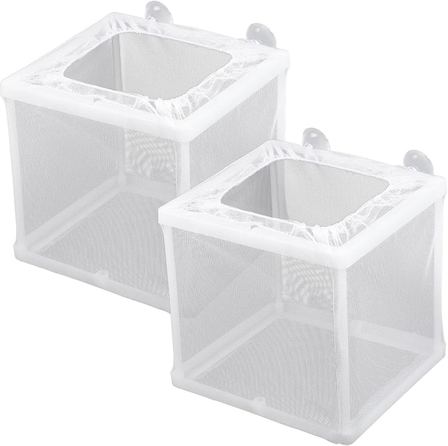 2 Pack Fish Incubator Mesh Box Aquarium 6.3 x 5.51 x 5.91 Breeder Box for V1258-DP02-B-4223 in White