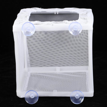 2 Pack Fish Incubator Mesh Box Aquarium, 6.3" x 5.51" x 5.91" Breeder Box for Fish Tank White Nylon Mesh Fishes Breeder Boxes for Aquarium Juvenile Fishes Separation Net Fry Hatchery with Suction Cups