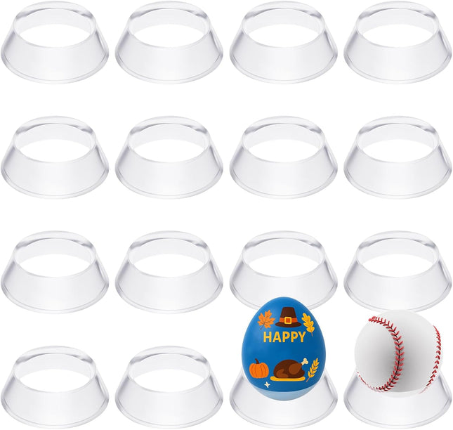 16 Pcs Acrylic Baseball Stand 1.34 Inch Clear Ring Ball Sphere Stand Egg Crystal Holder V1258-DP02-B-4225