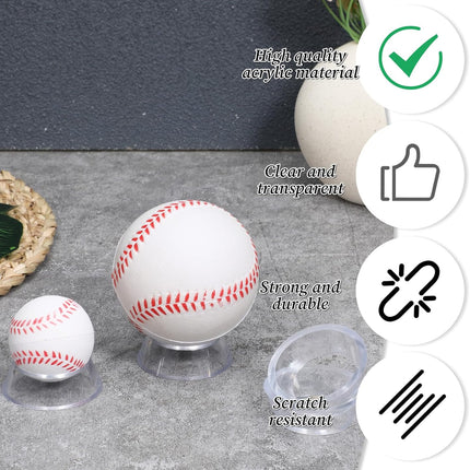 16 Pcs Acrylic Baseball Stand, 1.34 Inch Clear Ring Ball Sphere Stand Egg Crystal Holder Display Stands for Soccer, Basketball, Football, Volleyball, Softball, Bowling Ball, Collections