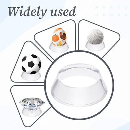 16 Pcs Acrylic Baseball Stand, 1.34 Inch Clear Ring Ball Sphere Stand Egg Crystal Holder Display Stands for Soccer, Basketball, Football, Volleyball, Softball, Bowling Ball, Collections