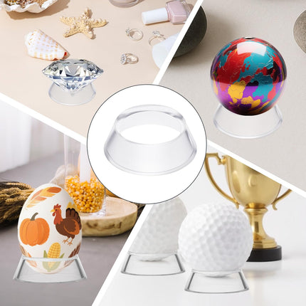16 Pcs Acrylic Baseball Stand, 1.34 Inch Clear Ring Ball Sphere Stand Egg Crystal Holder Display Stands for Soccer, Basketball, Football, Volleyball, Softball, Bowling Ball, Collections