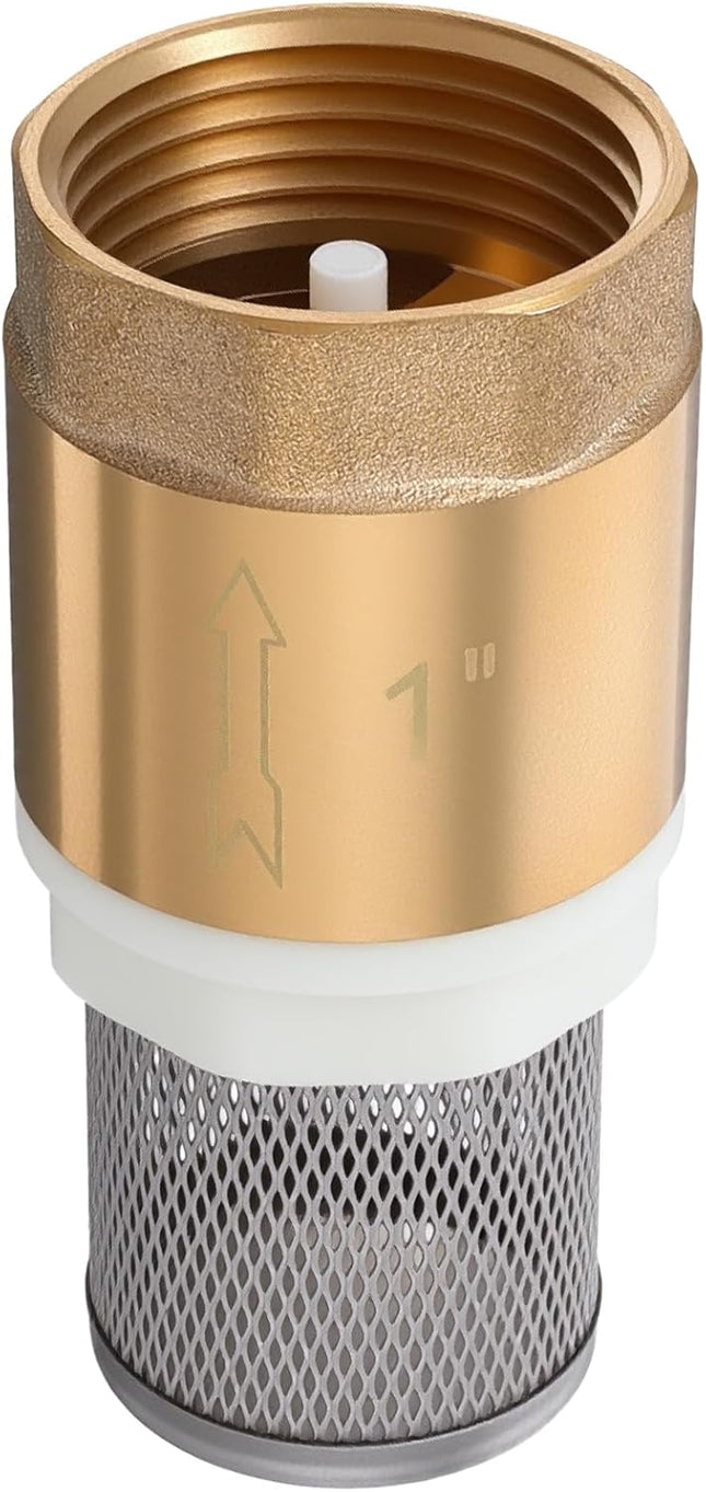 1 Foot Valve Brass Heavy Duty Check Valve with Filter One Way Valves Female Connection V1258-DP02-B-4233