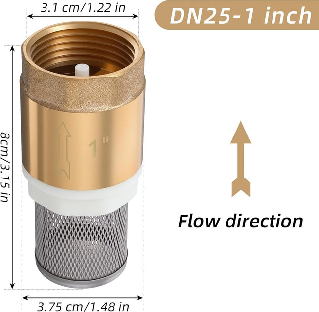 1 Foot Valve Brass Heavy Duty Check Valve with Filter One Way Valves Female Connection – product detail