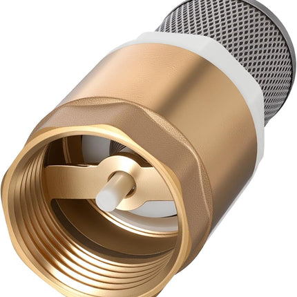 1" Foot Valve, Brass Heavy Duty Check Valve with Filter One Way Valves Female Connection Backflow Preventer Bottom Valves for Water Pump, Wells, Irrigation