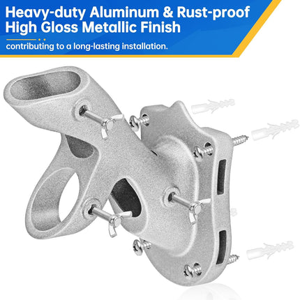 Flag Pole Holder,  Flag Pole Brackets Mount Outside House Heavy-Duty Aluminum Metal Rust Proof Bracket 1" Inner Diameter 2 Positions with Hardwares for Outdoor Wall Mounting Porch( Silver-1 Pack)