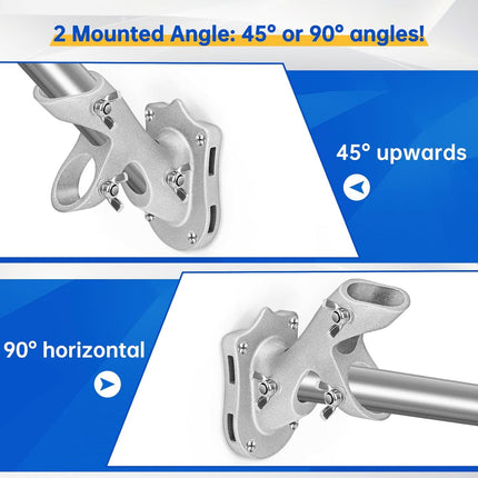 Flag Pole Holder,  Flag Pole Brackets Mount Outside House Heavy-Duty Aluminum Metal Rust Proof Bracket 1" Inner Diameter 2 Positions with Hardwares for Outdoor Wall Mounting Porch( Silver-1 Pack)