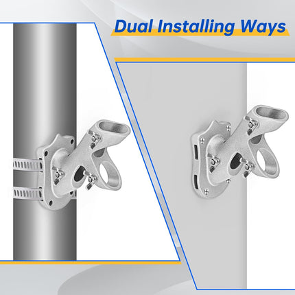 Flag Pole Holder,  Flag Pole Brackets Mount Outside House Heavy-Duty Aluminum Metal Rust Proof Bracket 1" Inner Diameter 2 Positions with Hardwares for Outdoor Wall Mounting Porch( Silver-1 Pack)