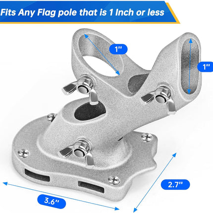 Flag Pole Holder,  Flag Pole Brackets Mount Outside House Heavy-Duty Aluminum Metal Rust Proof Bracket 1" Inner Diameter 2 Positions with Hardwares for Outdoor Wall Mounting Porch( Silver-1 Pack)