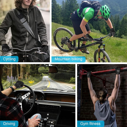 Genuine Leather Cycling Fingerless Gloves, Outdoor Driving Motorcycle Sport Half Finger Glove for Men Women Teens
