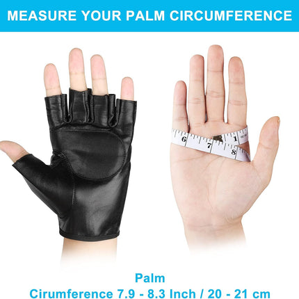 Genuine Leather Cycling Fingerless Gloves, Outdoor Driving Motorcycle Sport Half Finger Glove for Men Women Teens