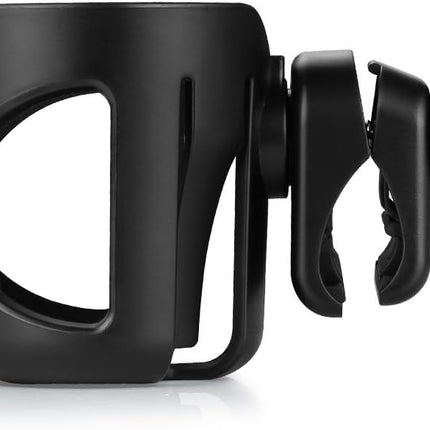 Universal Cup Holder, Stroller Cup Holder, 360° Rotatable Large Caliber Designed Bottle Holder for Stroller, Bike, Wheelchair, Walker, Scooter, Black