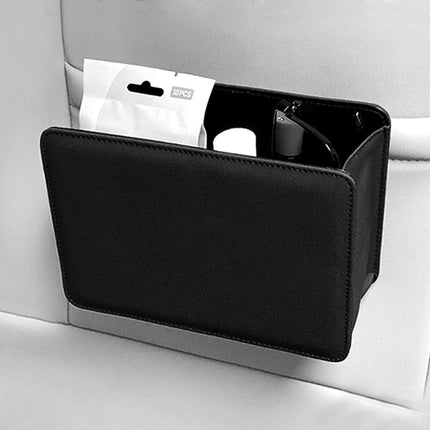 Car Trash Can, Leather Vehicle Trash Bin Car Dustbin Garbage Organizer Holder with 30 Pcs Trash Bags, Foldable Hanging Mini Cars Storage Bag Container for Auto, SUV (Black)