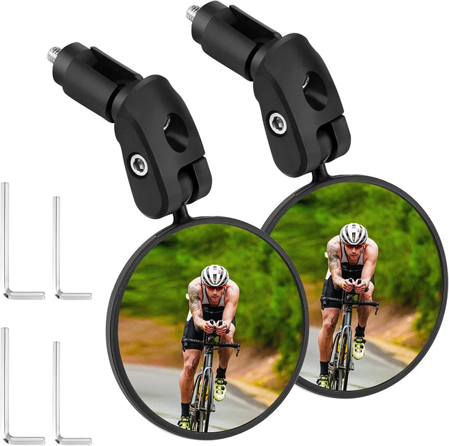 2pcs Bike Mirror Bar End Bicycle Riding Rearview Mirrors for Handlebars Adjustable 360 Degree Rotatable