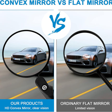 2pcs Bike Mirror, Bar End Bicycle Riding Rearview Mirrors for Handlebars, Adjustable 360 Degree Rotatable Convex Mirror for Mountain Road Bikes