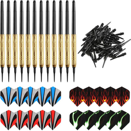 12 Pcs Darts Plastic Tip, Soft Tip Darts Set, 14g Plastic Tipped Dart, Attach Extra 36 Black 2BA Replacement Tips, Soft Tip Darts for Electronic/Plastic Dartboard