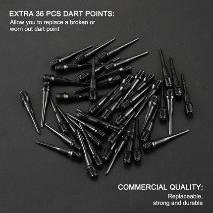 12 Pcs Darts Plastic Tip, Soft Tip Darts Set, 14g Plastic Tipped Dart, Attach Extra 36 Black 2BA Replacement Tips, Soft Tip Darts for Electronic/Plastic Dartboard