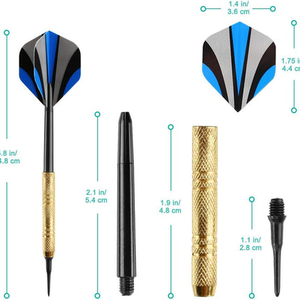 12 Pcs Darts Plastic Tip, Soft Tip Darts Set, 14g Plastic Tipped Dart, Attach Extra 36 Black 2BA Replacement Tips, Soft Tip Darts for Electronic/Plastic Dartboard