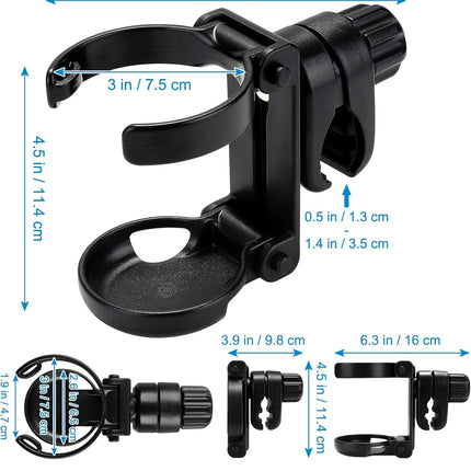 Stroller Cup Holder, Foldable Universal Cup Holder, 360 ° Rotatable Bottle Holder for Stroller, Bike, Wheelchair, Walker, Scooter ﻿