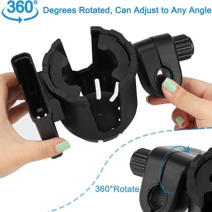 Stroller Cup Holder with Phone Holder, Universal Cup Holder, 2-in-1 Cup Phone Holder for Stroller, Bike, Walker, Wheelchair