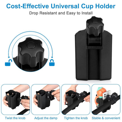 Stroller Cup Holder with Phone Holder, Bike Cup Holder, 2-in-1 Universal Cup Holder for Stroller, Bike, Pushchair, Rollator, Wheelchair, Walker, Scooter