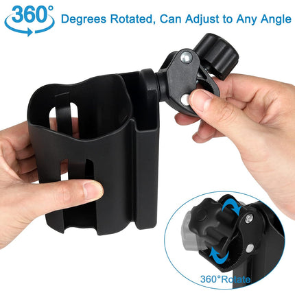 Stroller Cup Holder with Phone Holder, Bike Cup Holder, 2-in-1 Universal Cup Holder for Stroller, Bike, Pushchair, Rollator, Wheelchair, Walker, Scooter