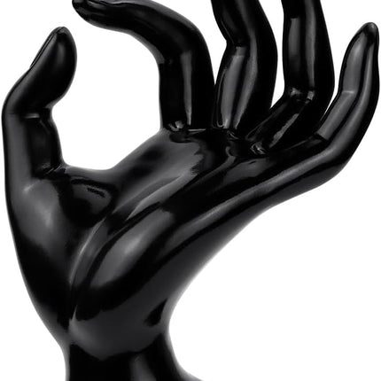 1 Pack Hand Form Ring Holder Mannequin Hand Jewelry Organizer Stand Watch Stand Bracelet Ring Support Aesthetic Rack (Black)