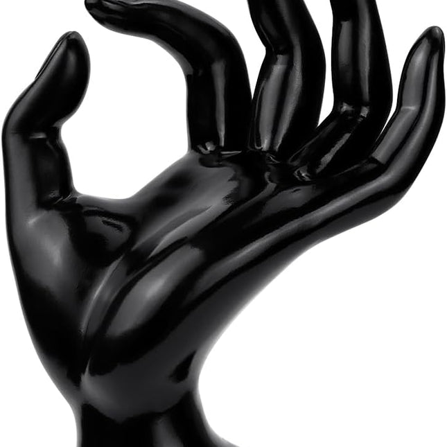 1 Pack Hand Form Ring Holder Mannequin Hand Jewelry Organizer Stand Watch Stand Bracelet Ring Support Aesthetic Rack (Black)