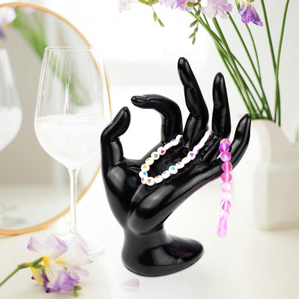1 Pack Hand Form Ring Holder Mannequin Hand Jewelry Organizer Stand Watch Stand Bracelet Ring Support Aesthetic Rack (Black)