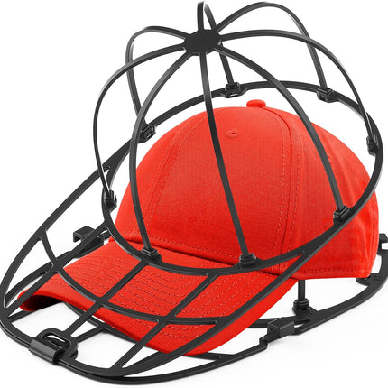 Hat Washer Cage for Washing Machine & Dishwasher- Ball Cap Washer for Baseball Caps & Hats, Baseball Cap Cleaner and Shaper, Fits Adult/Kids Caps (Black)