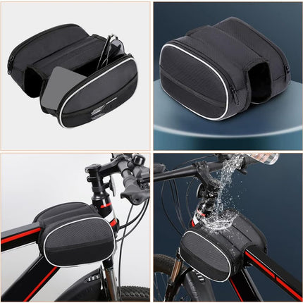Waterproof Front Bike Frame Bag 19x12.5x6 cm Black