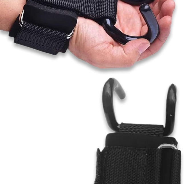 Weight Lifting Wrist Strap Hooks - Black - 1 Pair