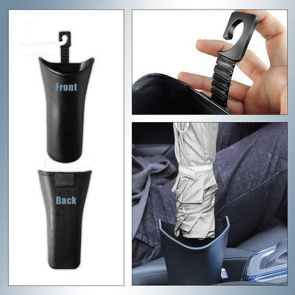 Car Trash Bin & Organizer - Under Seat or Center Console Storage Box with Umbrella Holder - Black - Set of 1