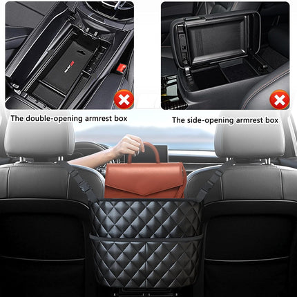 Car Seat Back Organizer with Storage Pockets - Black Vehicle Interior Accessory