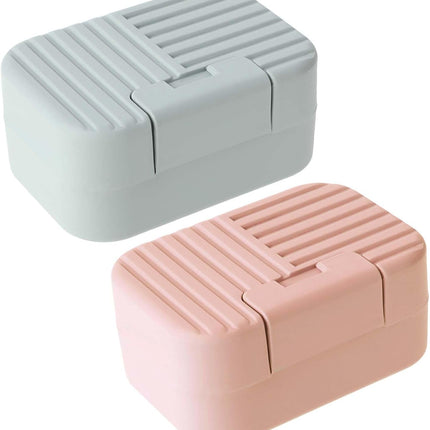 2 Pack Travel Soap Case with Lever - Holder for Soap & Shampoo Bars with Secure 4-Point Closure