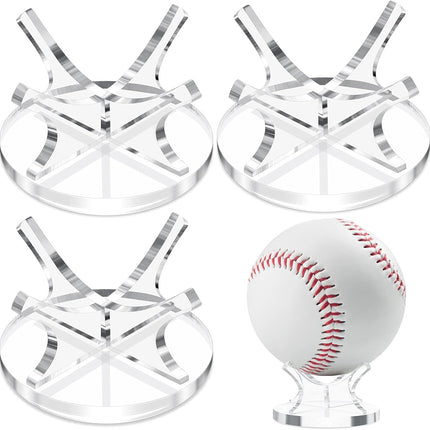 3 Piece Acrylic Ball Display Stand Holder for Baseball Golf Softball Tennis and Other Sports Balls