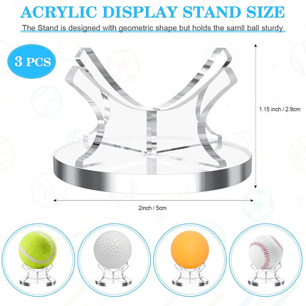 3 Piece Acrylic Ball Display Stand Holder for Baseball Golf Softball Tennis and Other Sports Balls
