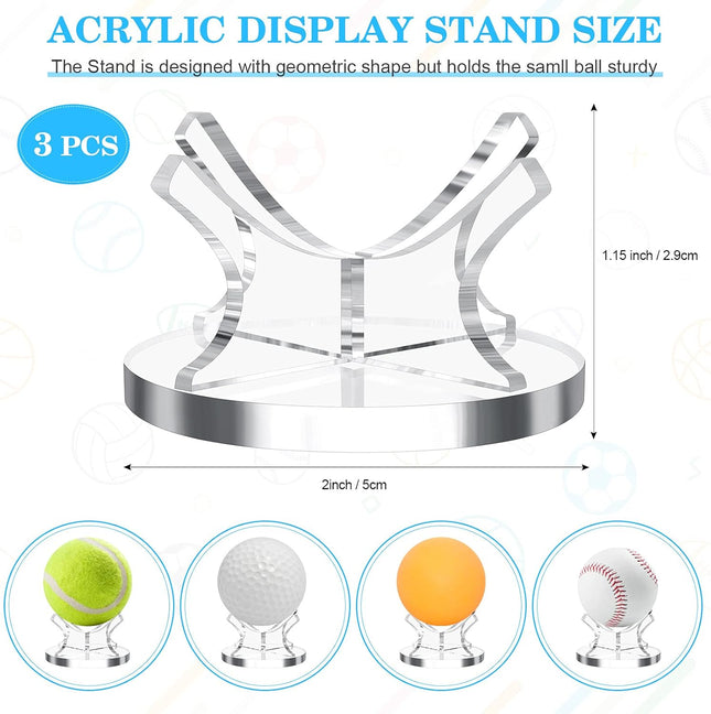 3 Piece Acrylic Ball Display Stand Holder for Baseball Golf Softball Tennis and Other Sports Balls – product detail