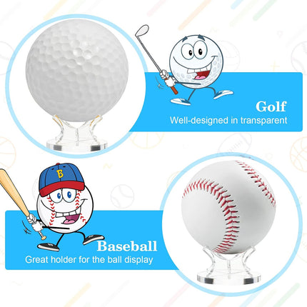 3 Piece Acrylic Ball Display Stand Holder for Baseball Golf Softball Tennis and Other Sports Balls