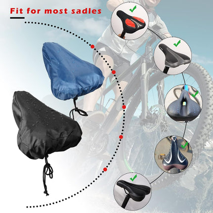 2 Pack Bicycle Saddle Bags Black and Hidden Blue Waterproof Rainproof Material Universal Bike Seat Cover Accessories for Men Women