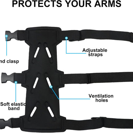 Archery Arm Guards - 1 Piece - Black - Adjustable - Wrist & Forearm Protection - Unisex - Suitable for Teens & Adults