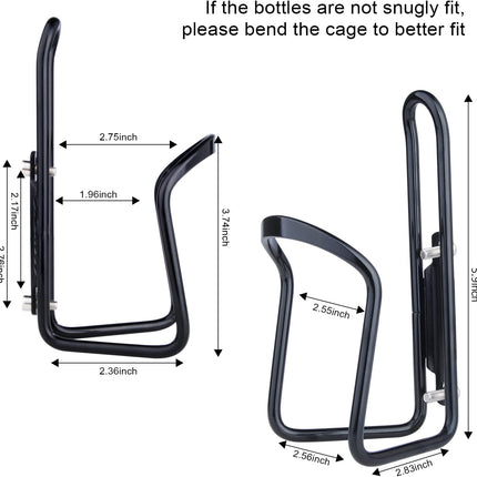 Aluminium Bicycle Water Bottle Cage Universal 70-76mm Mount Lightweight Black with Screws