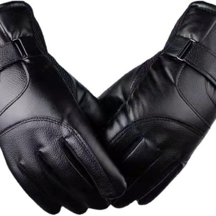 Men's Black Winter Gloves Thick Fleece Lined Warm for Outdoor Cycling Skiing